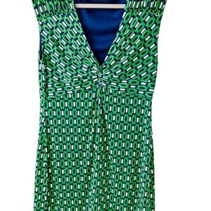Designer Geometric Print Sleeveless Twist Front Knee Length Dress Women's Size M